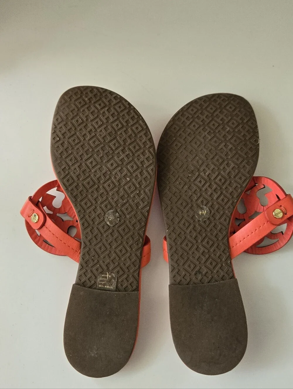 Tory Burch Coral Red Miller Logo Leather Thong Sandals8